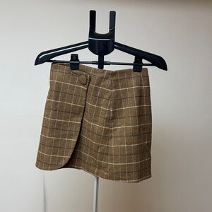 Chic Brown Checkered Mini Skirt